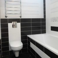 variant of the bright design of the bathroom in black and white tones photo