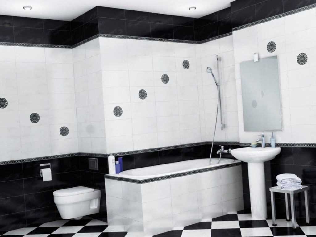 the idea of ​​an unusual bathroom design in black and white