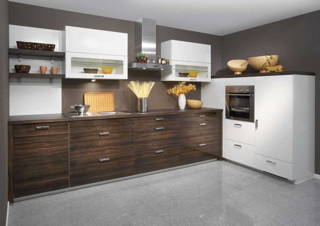 a combination of light brown in the style of the kitchen