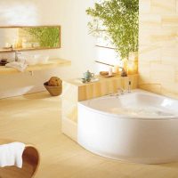 variante du design lumineux de la salle de bain avec une image de baignoire d'angle