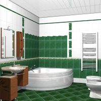 idea of ​​a beautiful style bathroom with corner bathtub photo