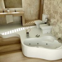 idea of ​​a beautiful design of a bathroom with a corner bathtub photo