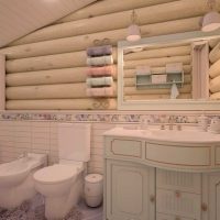 idea of ​​a modern bathroom interior in a wooden house picture