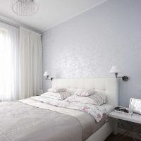 variante du design inhabituel de la chambre à coucher en photo couleur blanche
