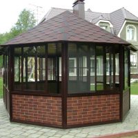 version of the unusual design of the gazebo in the yard photo