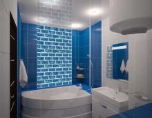 variant of the bright style of the bathroom with a corner bath picture