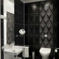 the idea of ​​an unusual style of the bathroom in black and white