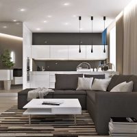 versione dell'insolito interno del soggiorno nello stile del minimalismo fotografico
