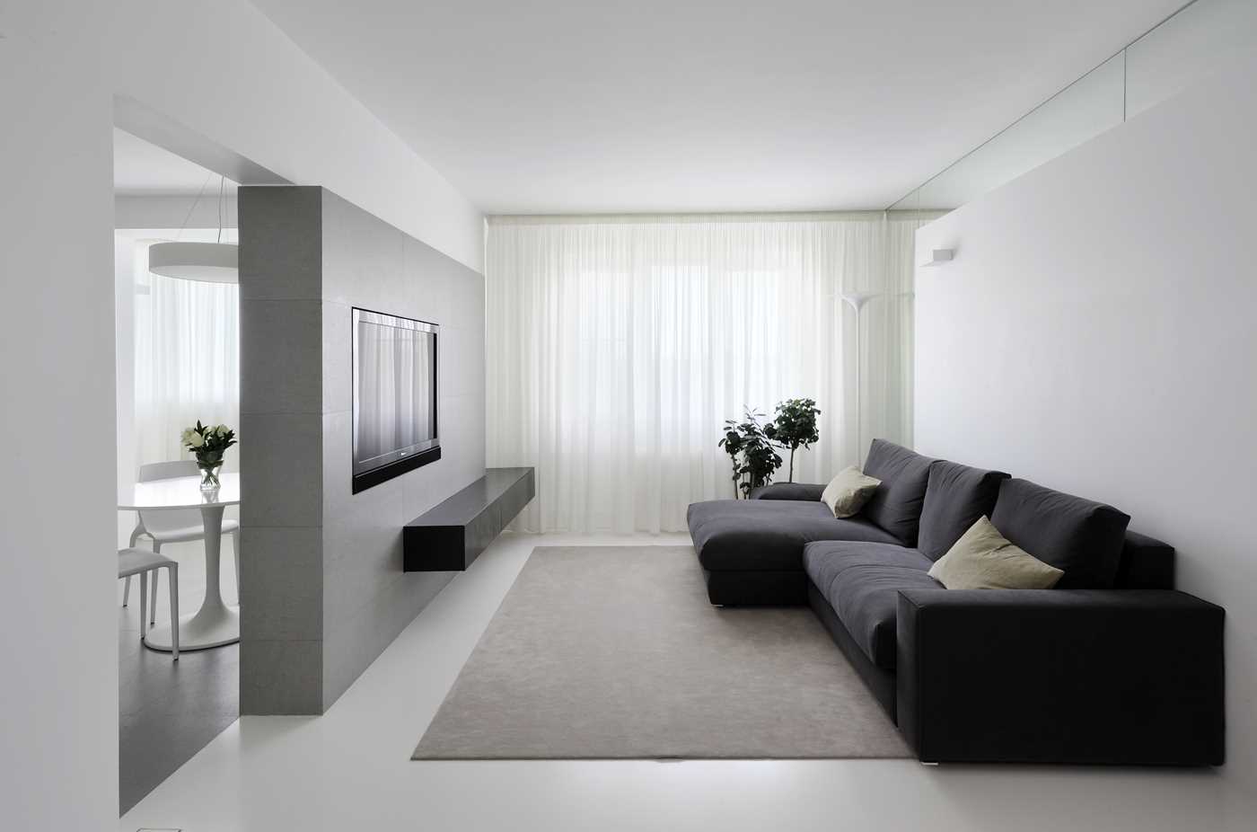 version of the light design of the living room in the style of minimalism