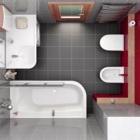 variant of the bright style of the bathroom 5 sq.m photo