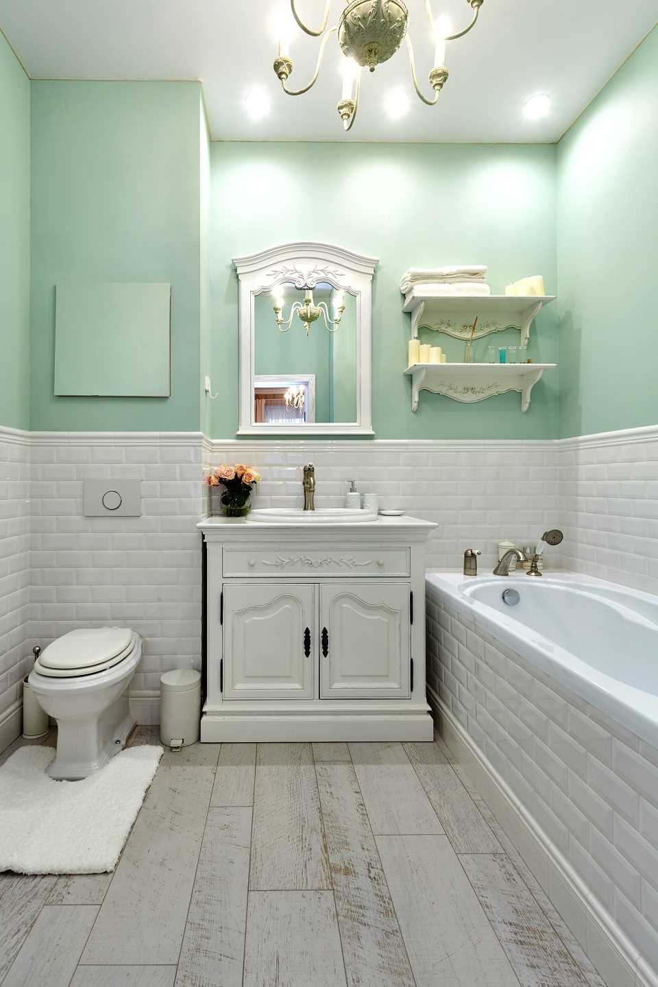 l'idée d'un décor de salle de bain inhabituel dans un style classique