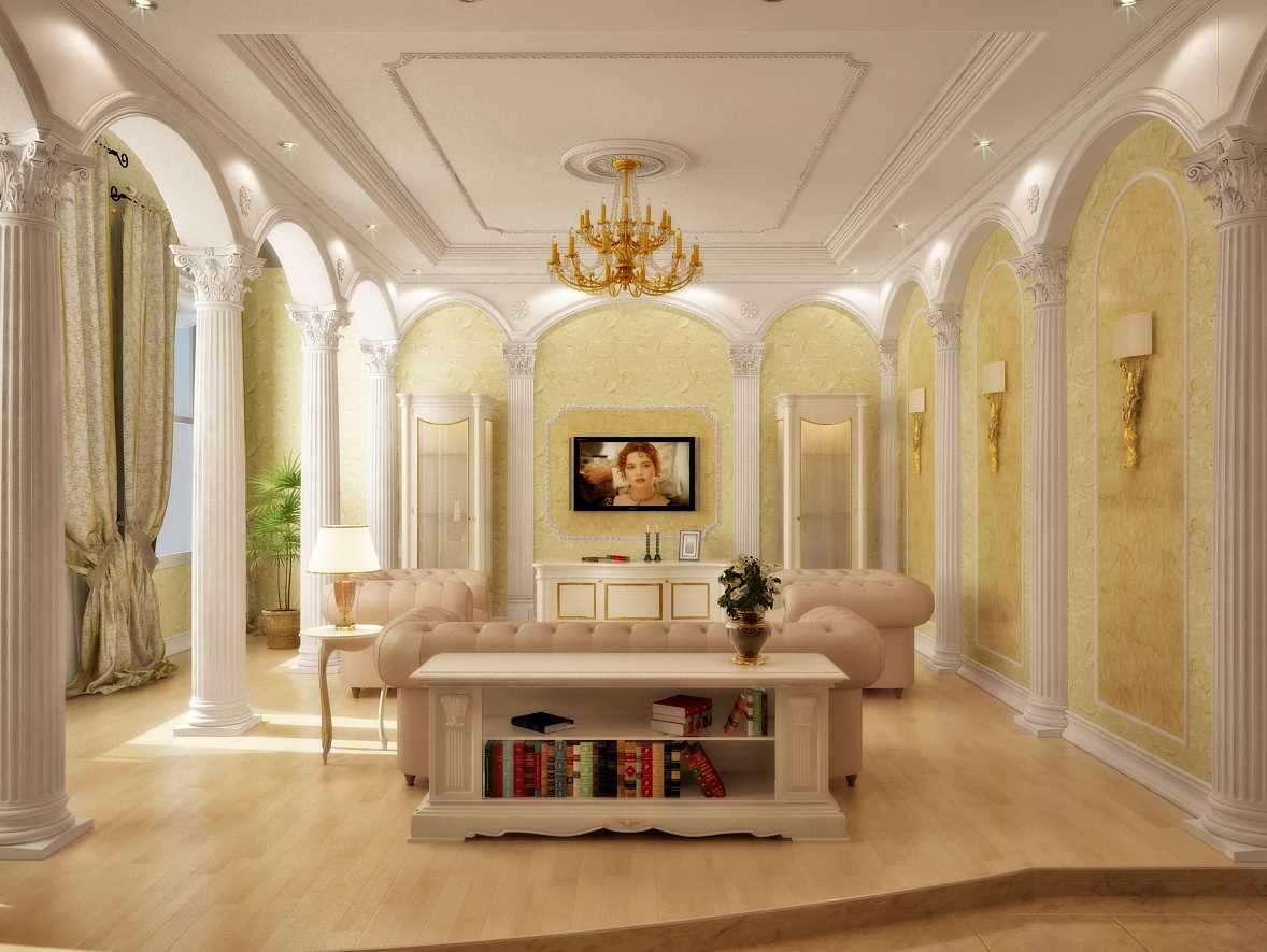 idea of ​​an unusual decor of a living room in a private house