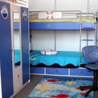the idea of ​​an unusual design of a nursery for two boys photo