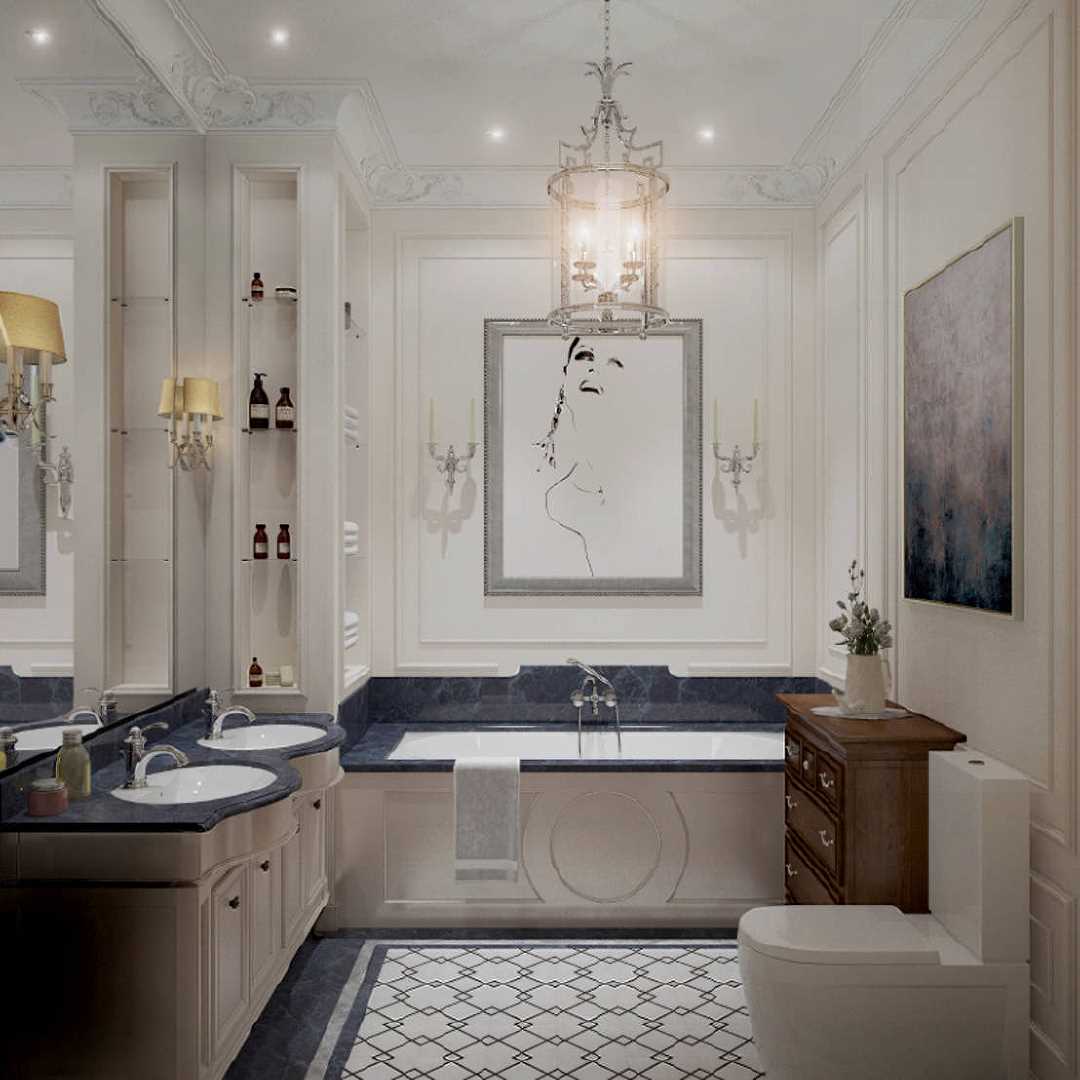 version of the bright design of the bathroom in a classic style