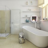 version of the light style of the bathroom in beige color picture