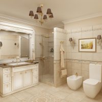 version du style lumineux de la salle de bain en couleur beige
