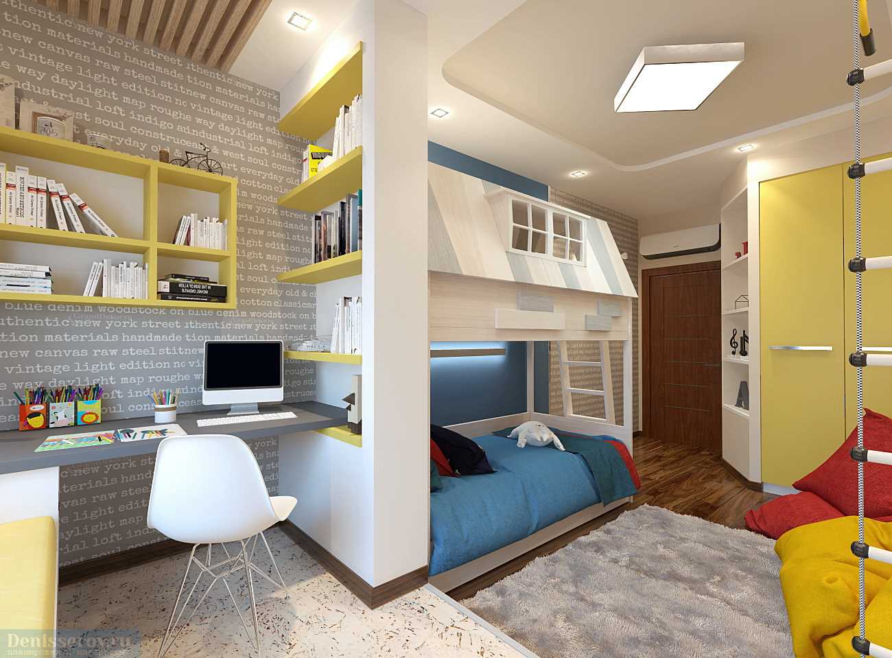 option for a bright style children's room for two boys