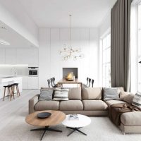 versione del bellissimo design del soggiorno in stile minimalista foto