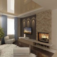 example of a beautiful design of a living room with a fireplace picture