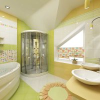 idea of ​​a bright bathroom interior with a window picture