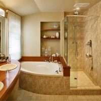 idea of ​​a beautiful style bathroom with corner bath picture