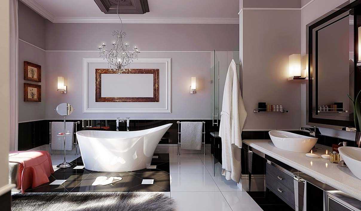 the idea of ​​a beautiful bathroom interior in black and white