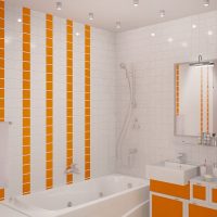 An example of a bright style of a bathroom in Khrushchev photo