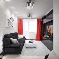 example of a bright interior of a living room 16 sq.m photo