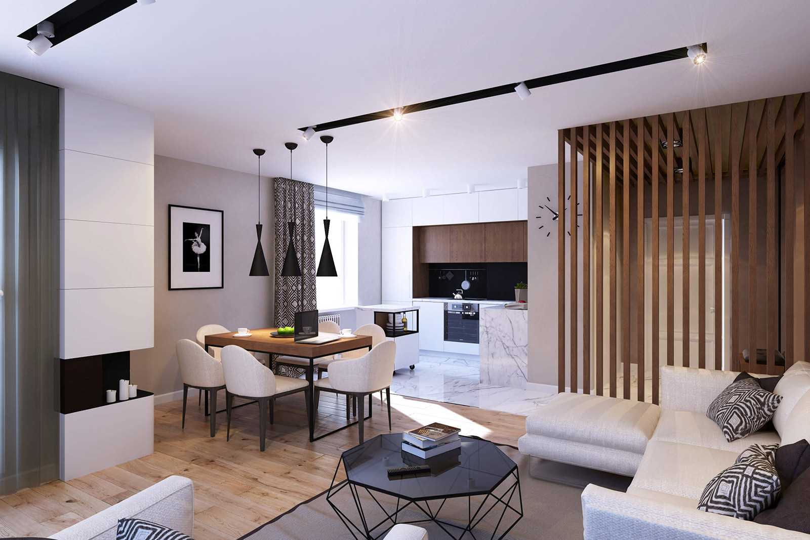 beautiful design option of a modern apartment of 70 sq.m