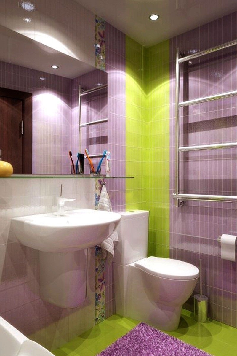 option of a bright style of a bathroom of 5 sq.m