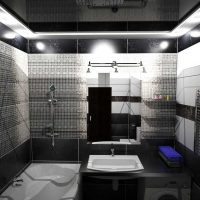 version of the unusual design of the bathroom in black and white
