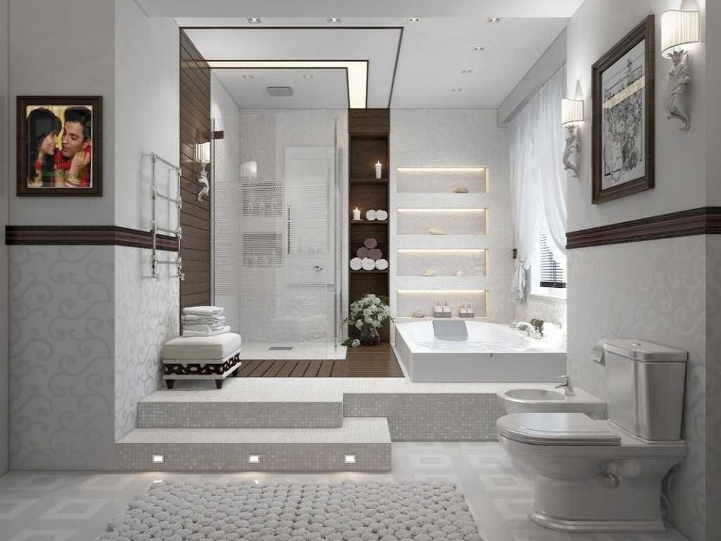 idea of ​​a modern interior of a large bathroom