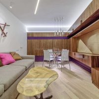 idea di un arredamento luminoso di un soggiorno in una foto in stile moderno