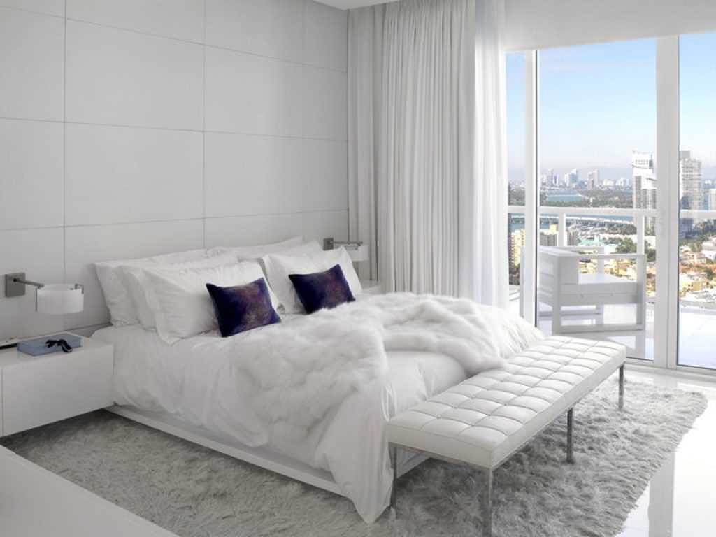 variant of the unusual bedroom interior in white