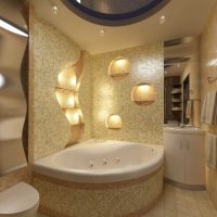 versione dello stile luminoso del bagno con una foto vasca da bagno d'angolo
