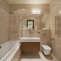 un exemple d'un beau style de salle de bain en couleur beige