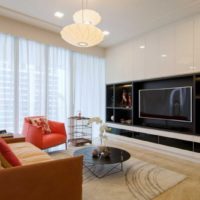 salon design 18 mètres carrés avec tv