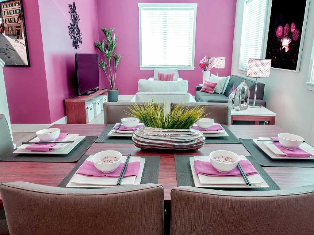the idea of ​​using pink in an unusual apartment decor