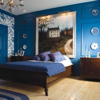 an option to use an unusual blue color in the design of an apartment picture