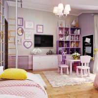 example of an unusual style of a children's room for two girls photo