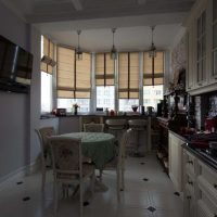 variant of a light decor of the kitchen with Roman curtains photo