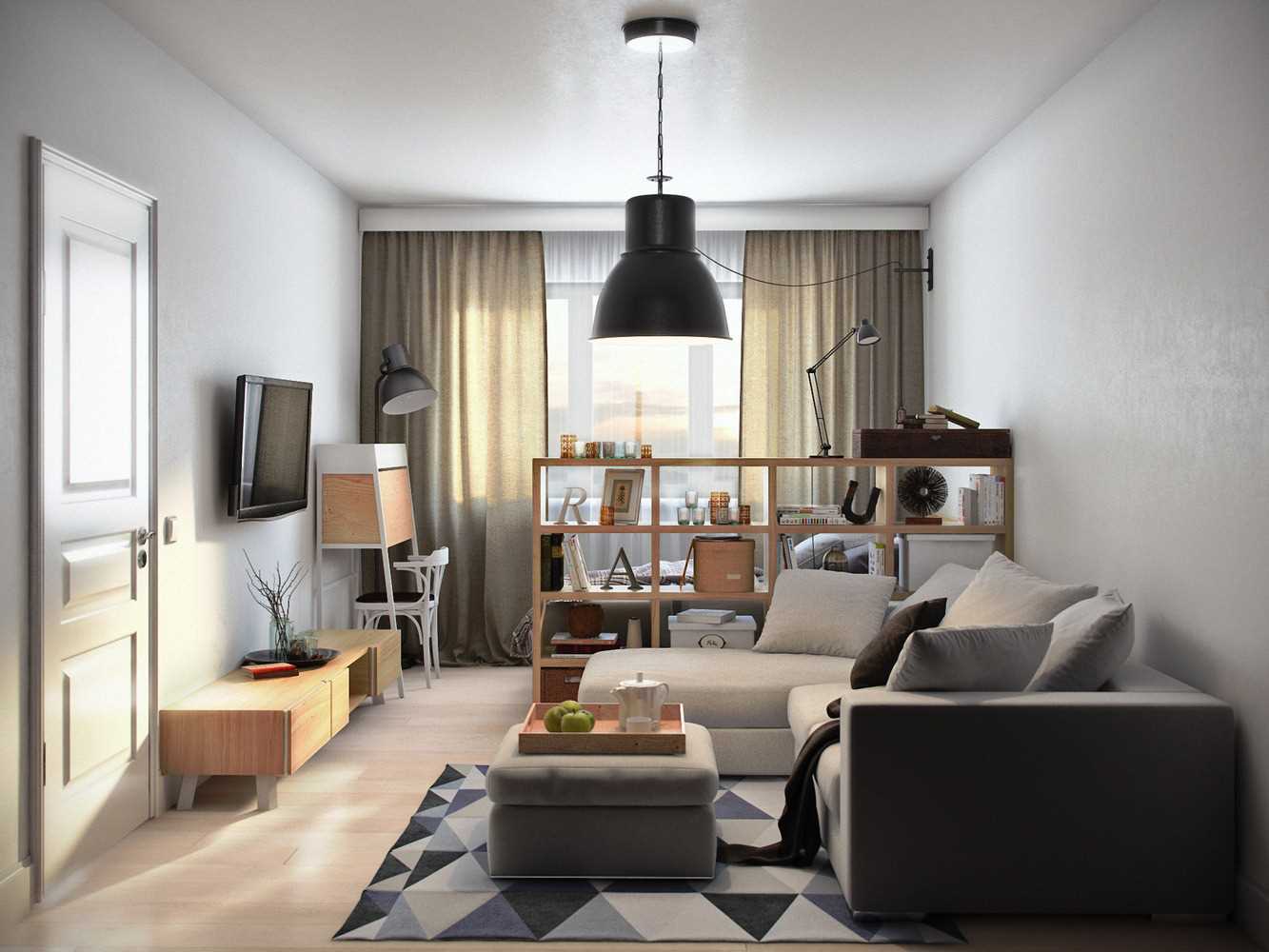 variant of the bright decor of a two-room apartment