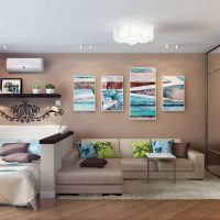 idea of ​​a bright interior bedroom living room picture