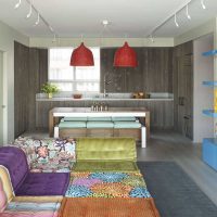 the idea of ​​a bright bedroom interior in the style of patchwork photo