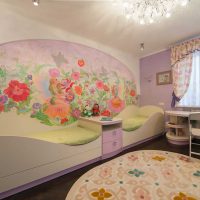 version of a beautiful design of a children's room for two girls photo