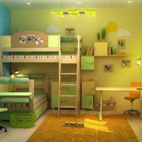 Un esempio di un interno luminoso di una stanza per bambini per due bambini