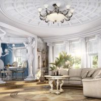 the idea of ​​a light apartment design in the Romanesque style photo