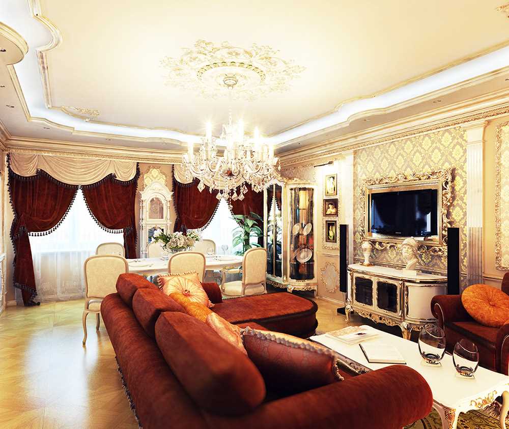 idea of ​​bright design of the hall in a private house