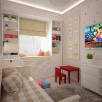 variant of a bright interior of a children's room for a girl 12 sq. m. photo