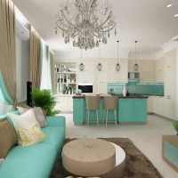 variant of an unusual combination of color in the decor of a modern apartment photo